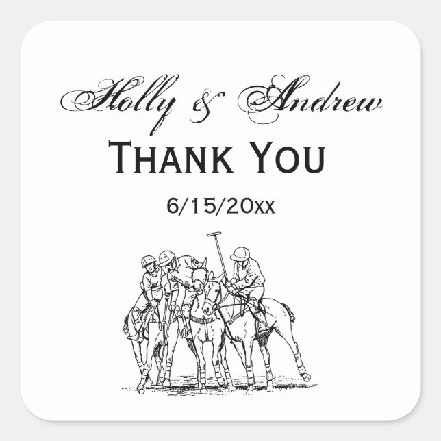 Pegatina Cuadrada Dibujo De Coincidencia De Polo Estilizado De Vinta (Anverso)