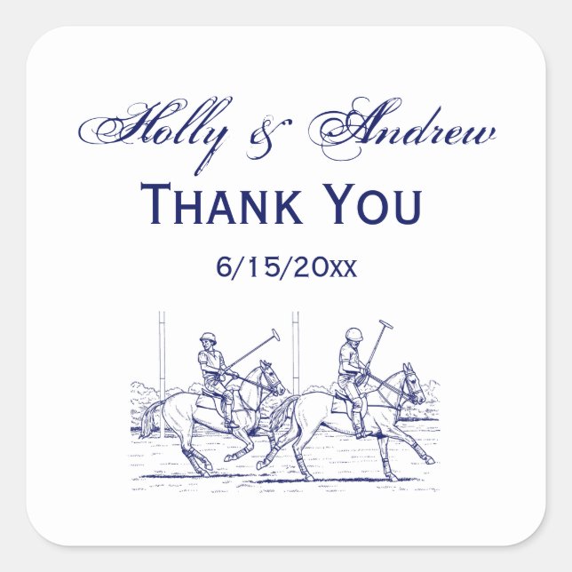 Pegatina Cuadrada Dibujo De Coincidencia De Polo Estilizado De Vinta (Anverso)