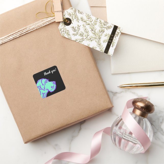 Pegatina Cuadrada Dibujo de Great Dane (Regalar)