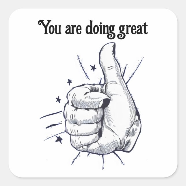 Pegatina Cuadrada Dibujo de la pluma con el tope (Anverso)