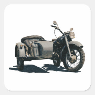 Pegatina Cuadrada Dibujo de motocicletas de época