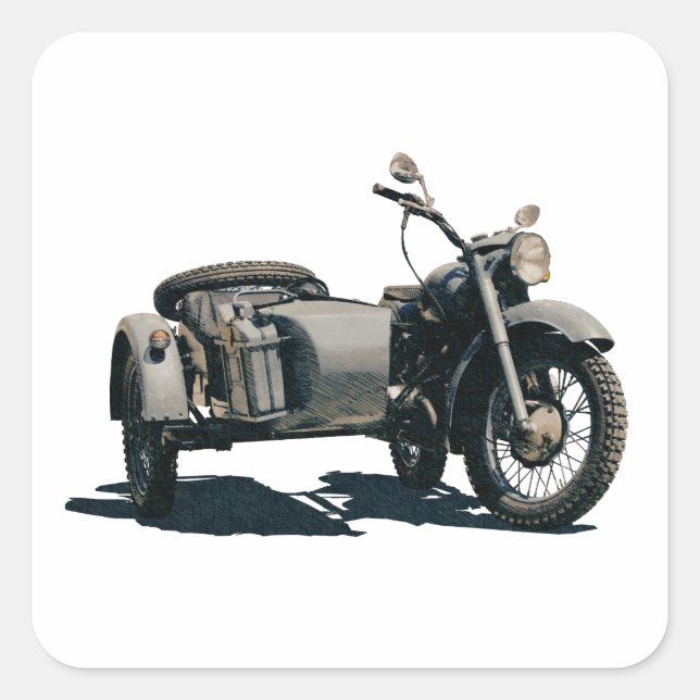 Pegatina Cuadrada Dibujo de motocicletas de época (Anverso)