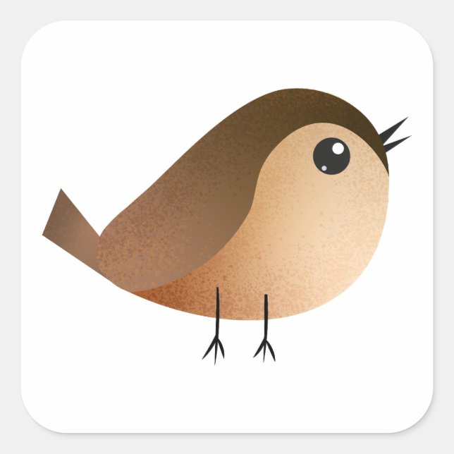 Pegatina Cuadrada Dibujo de pájaro gorrión (Anverso)