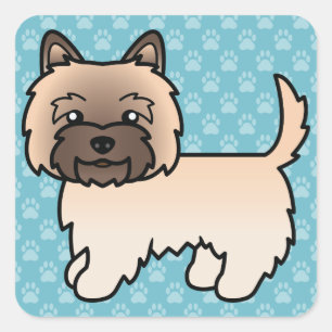 Pegatina Cuadrada Dibujo de perro de dibujos animados Wheaten Cairn 