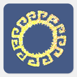 Pegatina Cuadrada Dibujo de sol