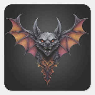 Pegatina Cuadrada Dibujo de tinta de barba aterrador,