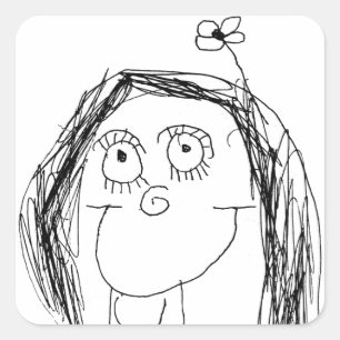 Pegatina Cuadrada Dibujo de tu hijo: regalo del Día de la Madre