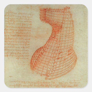 Pegatina Cuadrada Dibujo del molde de planchar