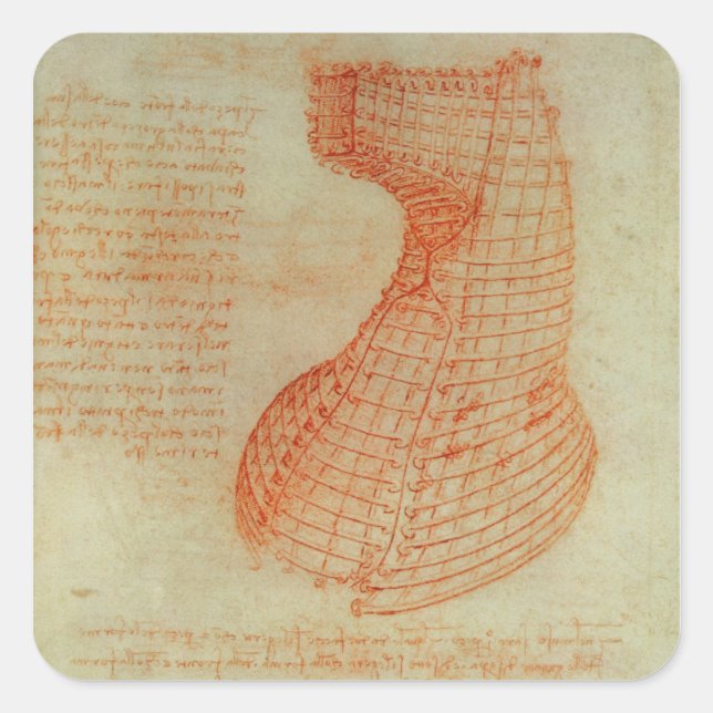 Pegatina Cuadrada Dibujo del molde de planchar (Anverso)