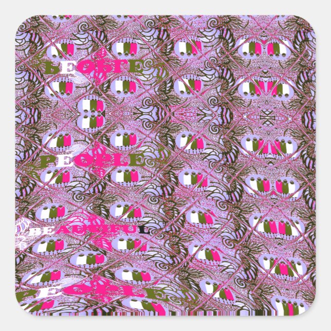 Pegatina Cuadrada Dibujo del patrón abstracto de denso e intrincado (Anverso)