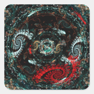 Pegatina Cuadrada Dibujo fractal de Scorpio