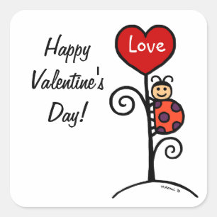 Pegatina Cuadrada Dibujo lindo personalizado de la mariquita