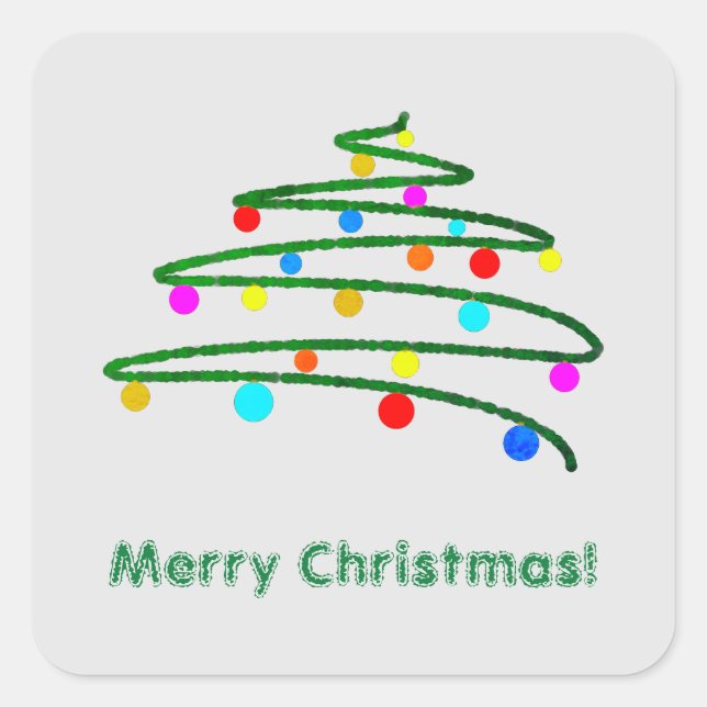 Pegatina Cuadrada Dibujo personalizado de árbol y ornamentos de Navi (Anverso)