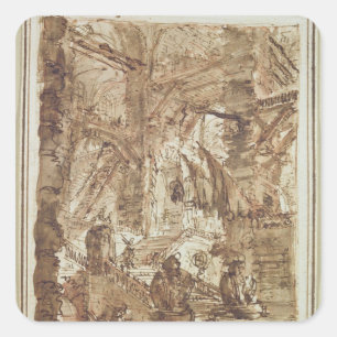 Pegatina Cuadrada Dibujo preparatorio para la placa número VIII