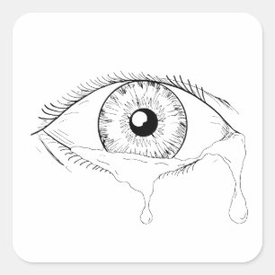 Pegatina Cuadrada Dibujo que fluye gritador de los rasgones del ojo