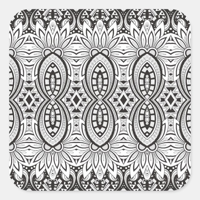 Pegatina Cuadrada Dibujo tribal inspirado (Anverso)