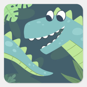 Pegatina Cuadrada Dibujos animados lindos de dinosaurios para niños