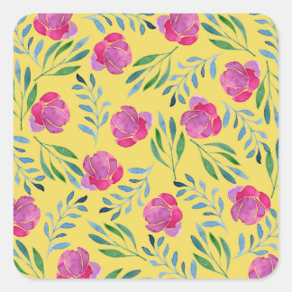 Pegatina Cuadrada Dibujos de flores fáciles