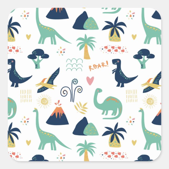 Pegatina Cuadrada Dibujos de Personalizado de periodos cretácicos cú (Anverso)