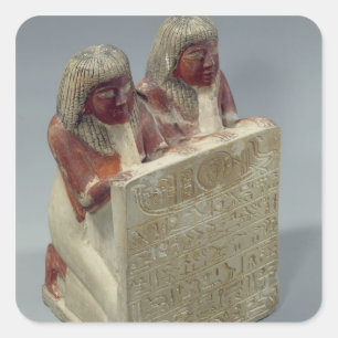 Pegatina Cuadrada Didi y Pendua ofreciendo un himno al dios del sol 