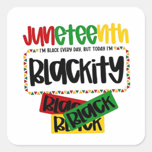 Pegatina Cuadrada Diecinueve Blackity Black Black Funny