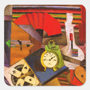 Pegatina Cuadrada Diego Rivera, El reloj despertador,