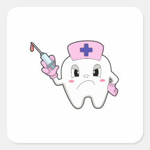Pegatina Cuadrada Dientes como enfermera con jeringas.PNG