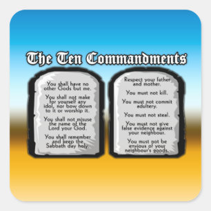 Pegatina Cuadrada Diez mandamientos de la Sagrada Biblia, la ley de
