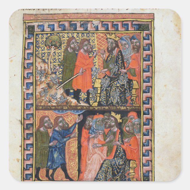 Pegatina Cuadrada Diez plagas de Egipto TtoB; la peste de (Anverso)