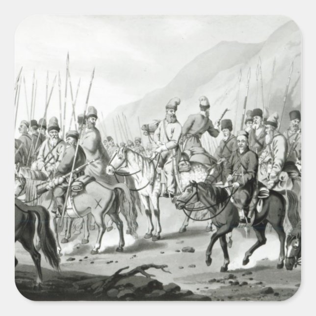 Pegatina Cuadrada Diferentes tribus de cosacos rusos (Anverso)