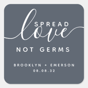Pegatina Cuadrada Difunde Amor No Gérmenes Gel Antibacterial