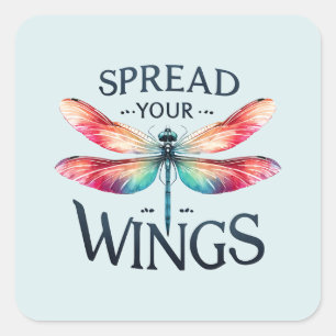 Pegatina Cuadrada Difunde tus alas - Dragonfly artístico