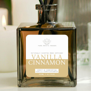 Pegatina Cuadrada Difusor de caña blanca amarilla de vainilla cinamm