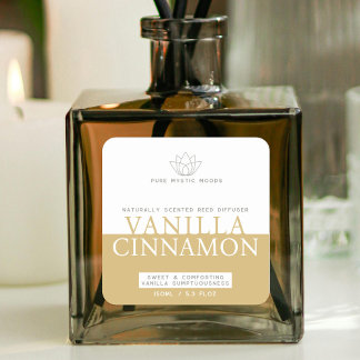 Pegatina Cuadrada Difusor de caña blanca amarilla de vainilla cinamm