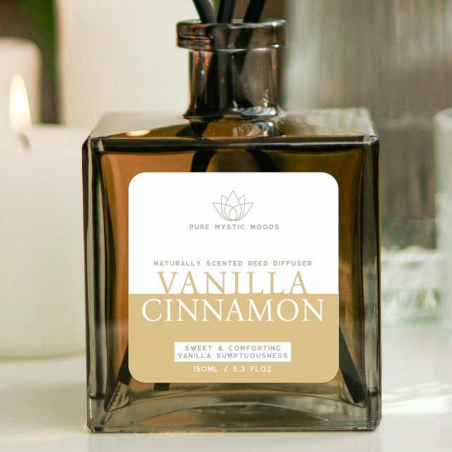 Pegatina Cuadrada Difusor de caña blanca amarilla de vainilla cinamm (Subido por el creador)