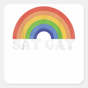 Pegatina Cuadrada Diga Gay Vintage Rainbow Gay Pride Lgbt Mes