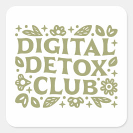 Pegatina Cuadrada Digital detox club wellness girl retreat floral