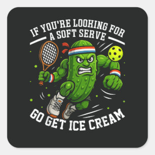 Pegatina Cuadrada Dill Funny Jugando Pickleball