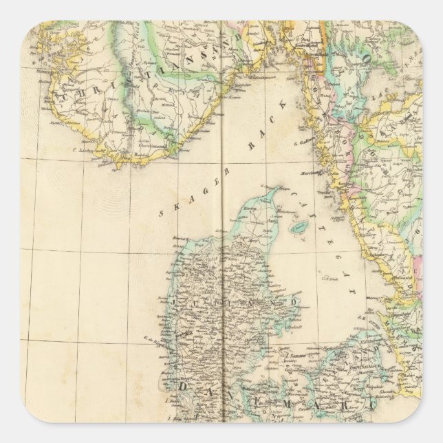 Pegatina Cuadrada Dinamarca, Europa 8 (Anverso)