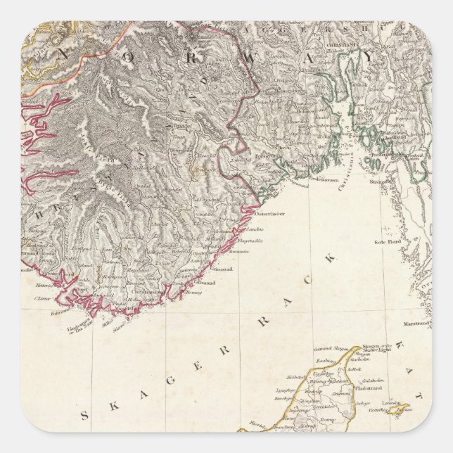 Pegatina Cuadrada Dinamarca, pt de Noruega (Anverso)