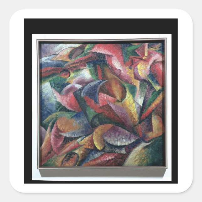 Pegatina Cuadrada Dinamismo del cuerpo, 1913 (aceite sobre lienzo) (Anverso)