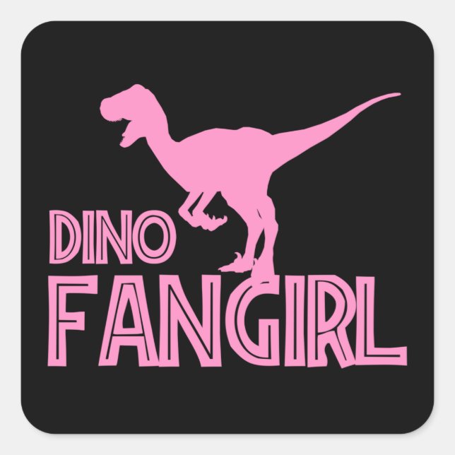 Pegatina Cuadrada Dino Fangirl - Dinosaur Lover (Anverso)