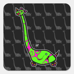 Pegatina Cuadrada Dino Joe Colorful horned dinosaurios como la criat
