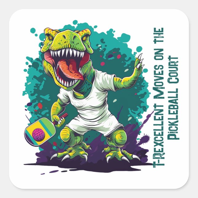 Pegatina Cuadrada Dino-mite pichón divertido (Anverso)