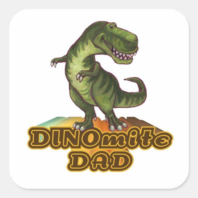 Pegatina Cuadrada Dinomita Dad (Anverso)