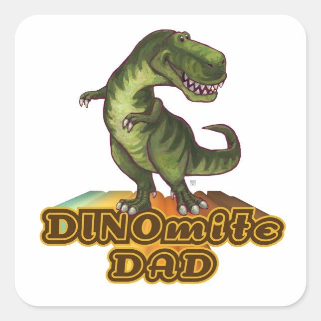 Pegatina Cuadrada Dinomita Dad (Anverso)