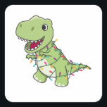 Pegatina Cuadrada Dinosaur Christmas Snow Winter T-Rex Dino<br><div class="desc">The T-Rex for Christmas with fairy lights. Funny animals with gifts and snow for the holidays. Also funny for Christmas in July. Dinos are cute animals and perfect for Christmas.</div>