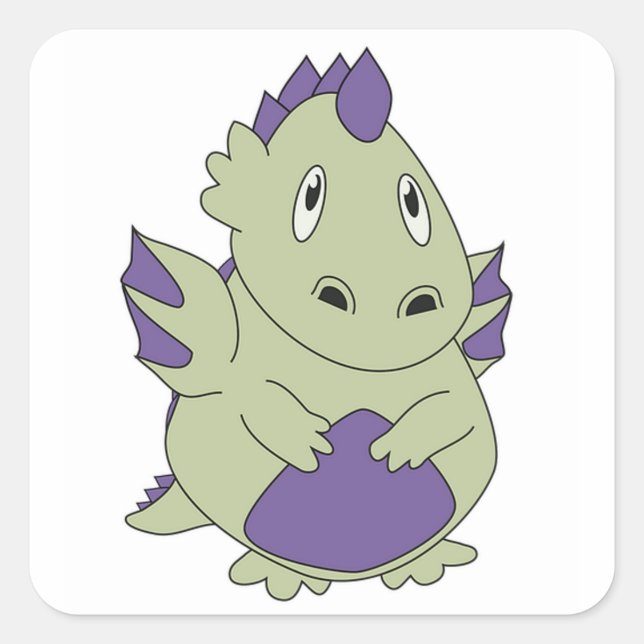 Pegatina Cuadrada Dinosaurio (Anverso)