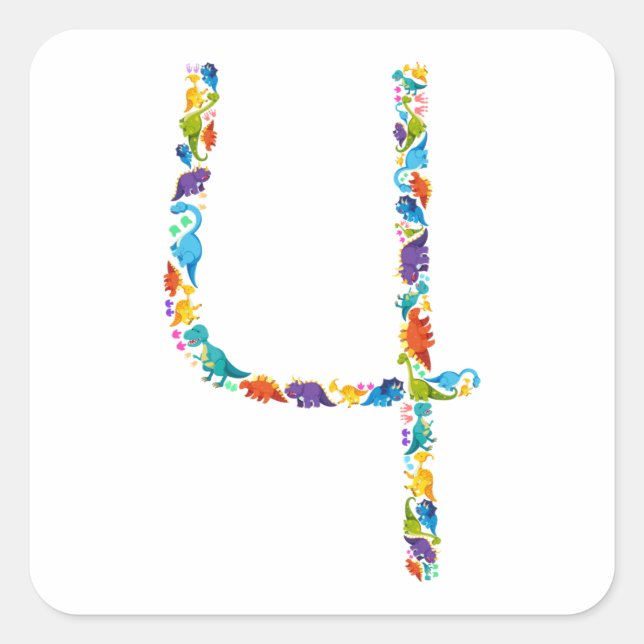 Pegatina Cuadrada Dinosaurio 4º Cumpleaños De Un Sticke Cuadrado De  (Anverso)