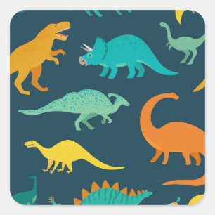 Pegatina Cuadrada Dinosaurio Adventure: Fondo de escritorio infantil